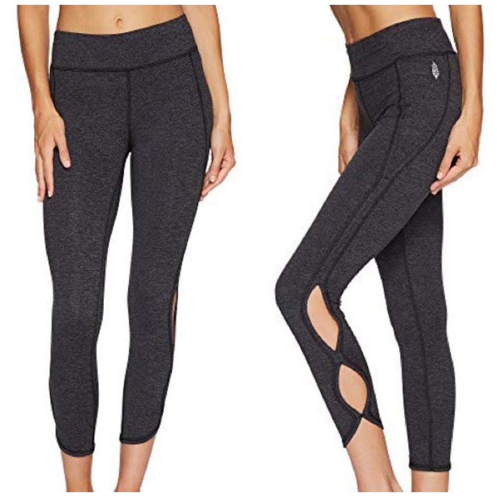 Free People Infinity Dark Gray Heathered  Cutout Crop Leggings